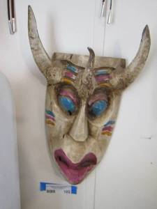 lot 102 image: MEXICAN HAND PAINTED MASK 15 tall