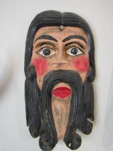 lot 105 image: FOLK ART MEXICAN Mustache man art 12 tall