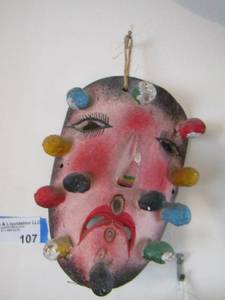 lot 107 image: wooden mask 9 tall