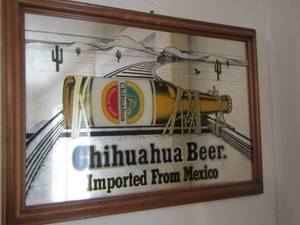 lot 35 image: Chihuahua beer imported from Mexico framed art