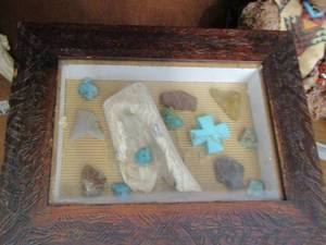 lot 114 image: Framed turquoise and rocks