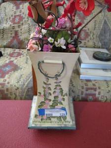 lot 129 image: flower vase with wax flowers