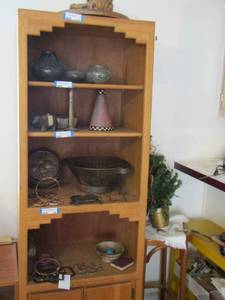 lot 135 image: 2 brown cabinets 4 tier with bottom doors 72 HT X 24 X 17