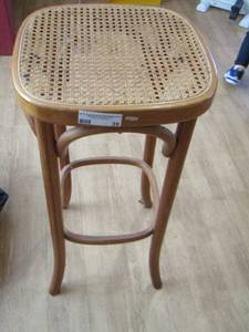 lot 39 image: small wicker top wooden seat