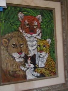 lot 22 image: Patches and his Cousin   By- Dan Krivoshia  MIXED MEDIA