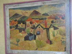 lot 46 image: Hand painted Houses in dessert   2734
