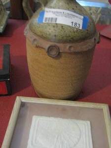 lot 183 image: Pottery VASE  8 TALL  - EMBOSSED SHELL ART Framed  8 X 5