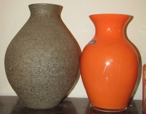 lot 55 image: Orange Vase  Alicja  (POLAND)--  &  POTTERY VASE