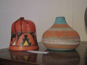 lot 28 image: Native American pottery and bell