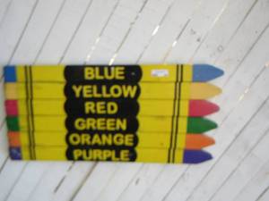 lot 196 image: Wooden outdoor Crayon wall art   APPROX 30 X 24