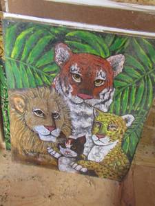 lot 212 image: Painted boards of tigers 10x14  qty 5