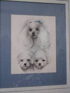 lot 192 image: poodle framed art