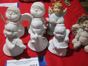 lot 201 image: white angel Christmas ornaments