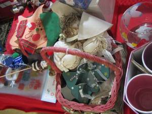 lot 202 image: Christmas cups, wicker basket, little drums and more