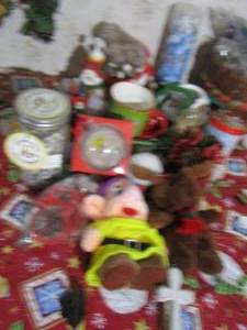 lot 217 image: stuffed animals, cups and Christmas dcor