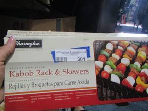 lot 301 image: Kabob rack & skewers in box