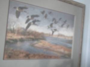 lot 326 image: Ed Wards 1985 FLYING GEESE framed art