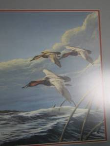 lot 327 image: A. Anderson 1985 framed flying duck art