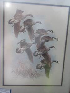 lot 328 image: Doug Lindstrand 1981 framed flying geese art