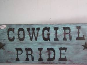 lot 331 image: Cowgirl pride wooden art