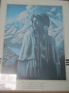 lot 336 image: framed Indian girl art