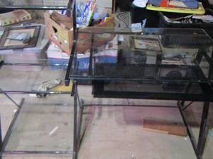 lot 120 image: glass top desk unknown size
