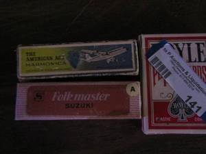 lot 141 image: Playing Cards, FolkMaster Suzuki Harmonica,  The American ACZ Harmonica