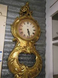 lot 14 image: SYROCO Gold Wall Clock in good condition  MID CENTURY MODERN