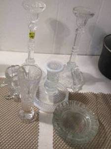 lot 36 image: candle stands, vases mini plates