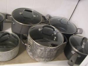 lot 37 image: various pots and pans with lids