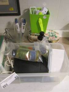 lot 83 image: thermometers, gause, scissors, and more