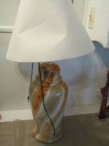 lot 58 image: marble design bedside lamp with shade