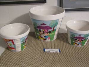 lot 436 image: 3 mickey Minnie and friends plant pots