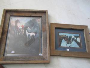 lot 401 image: Warrior Truce by Diane Beach 11x12,  Wind Canyon by Chuck Dehaan 17 x 14