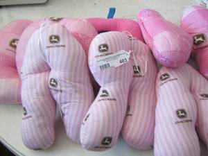 lot 403 image: pink john deere infant car seat headrest