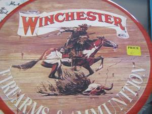 lot 483 image: Winchester sign, tot rods sign, gun and bible sign ( 2 things every American should learn how to use neither of which are taught in school)