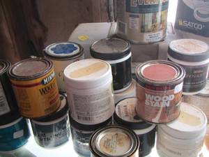 lot 454 image: used and new paints, wood stain and more, paint rollers