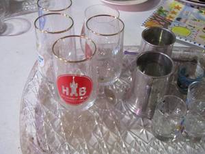 lot 476 image: wine glasses, platter, shot glasses