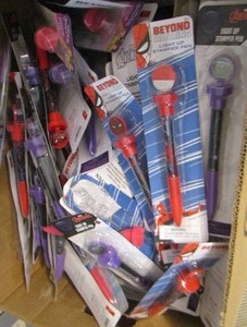 lot 577 image: Spiderman- princess- avenger stamps and pens