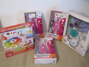 lot 583 image: Power Rangers lightning collection dolls  QTY 3,   Ariel dress up set,  Cocomelon colors and counting fun