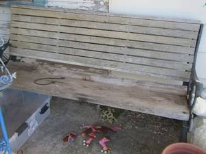 lot 552 image: outdoor park bench needs new wood possibly  very nice