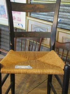 lot 644 image: Wcker seat kitchen chair with a painted back
