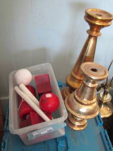 lot 596 image: candles and candle stand
