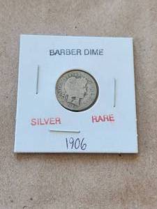 lot 2 image: 1906 Barber Dime - silver - rare
