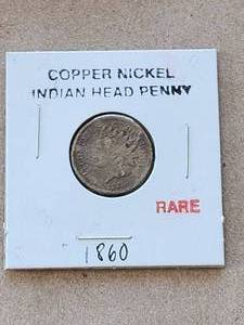 lot 6 image: 1860 Copper Nickel Indian Head Penny - rare