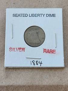 lot 31 image: 1884 Seated Liberty Dime - silver - rare