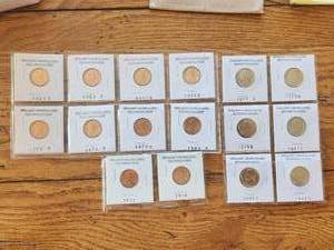 lot 36 image: Selection of Brilliant Uncirculated Lincoln Cents, Wheat Penny, and Jefferson Nickels