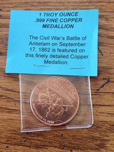 lot 71 image: Cicil Wat Battle of Antietam 1 Troy ounce .999 fine copper medallion