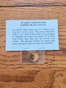 lot 151 image: 24Kt gold plated Liberty head V-nickel
