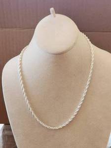 lot 32 image: Very nice silver rope chain necklace - marked 925